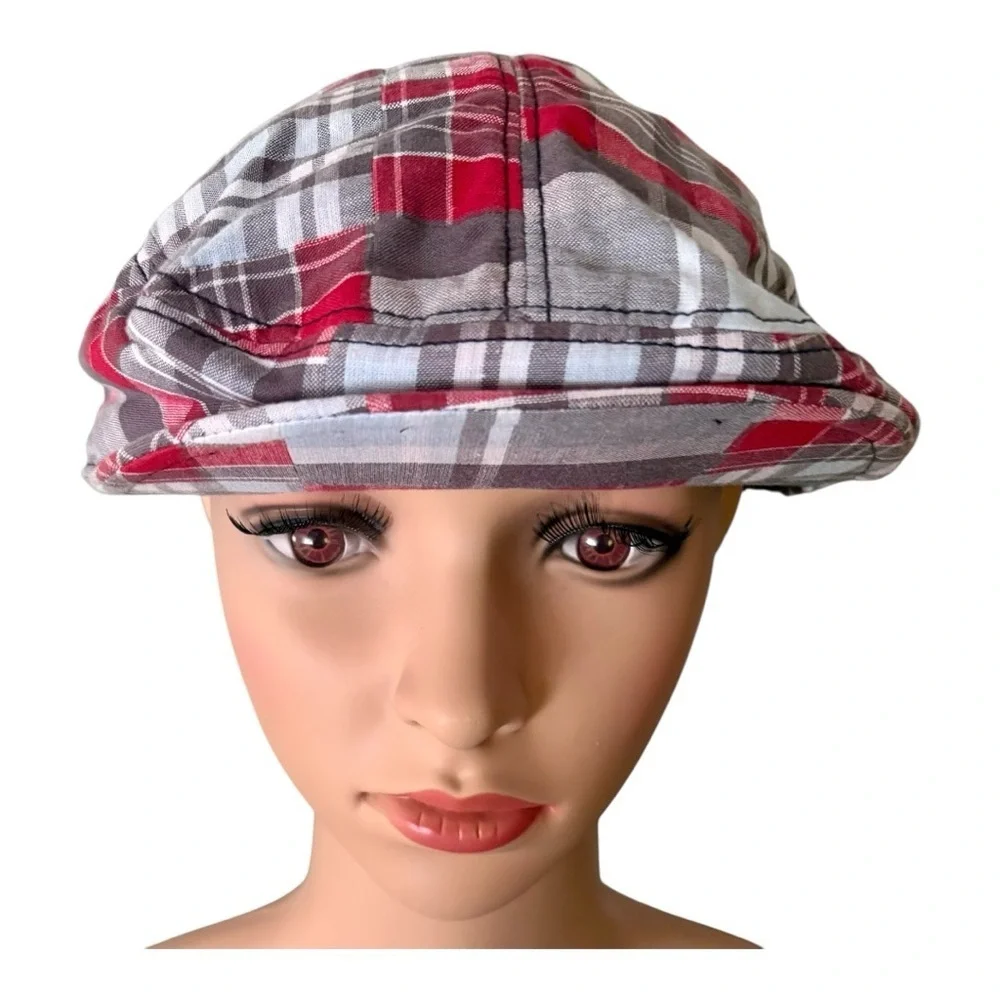 Crazy 8 Red and Gray Plaid Kids Newsboy Cap
